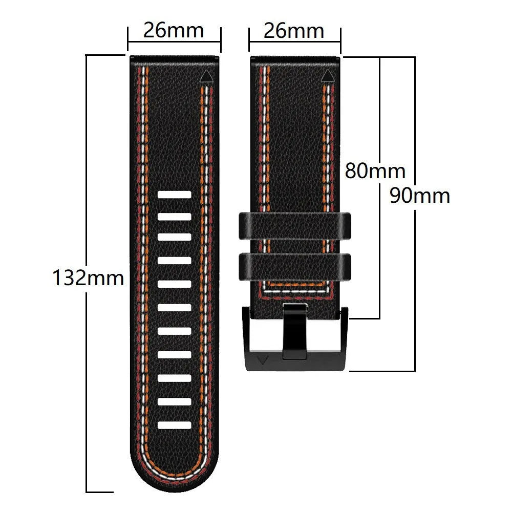 Silicone leather quick release watchband for Garmin Fenix smartwatches in four colour options
