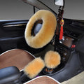 Wool blend steering wheel cover and matching handle covers in various colour options