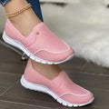 Canvas slip-on loafers for women flat heel round toe patent leather finish available in multiple colours