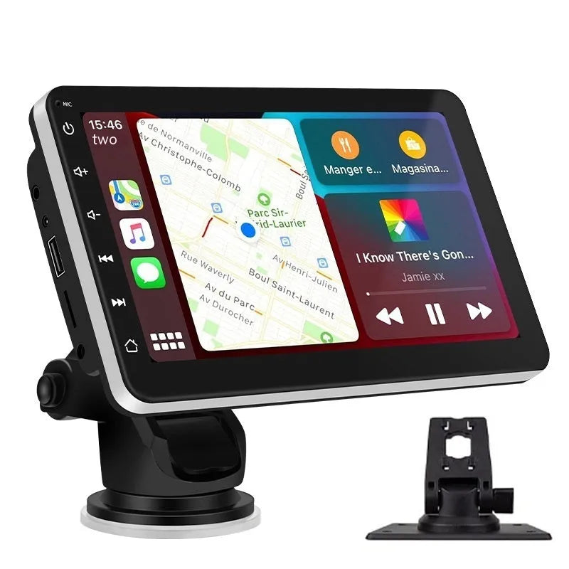 7 inch OLED wireless Carplay GPS navigation system with reversing camera and universal mounting brackets