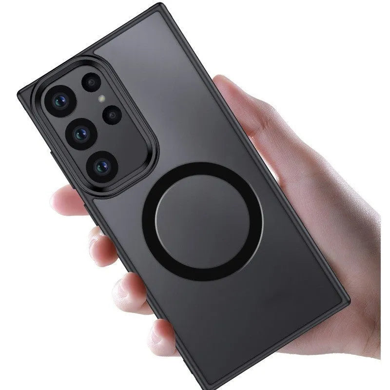 Samsung anti-fall phone case in black matte PC material with camera cutout