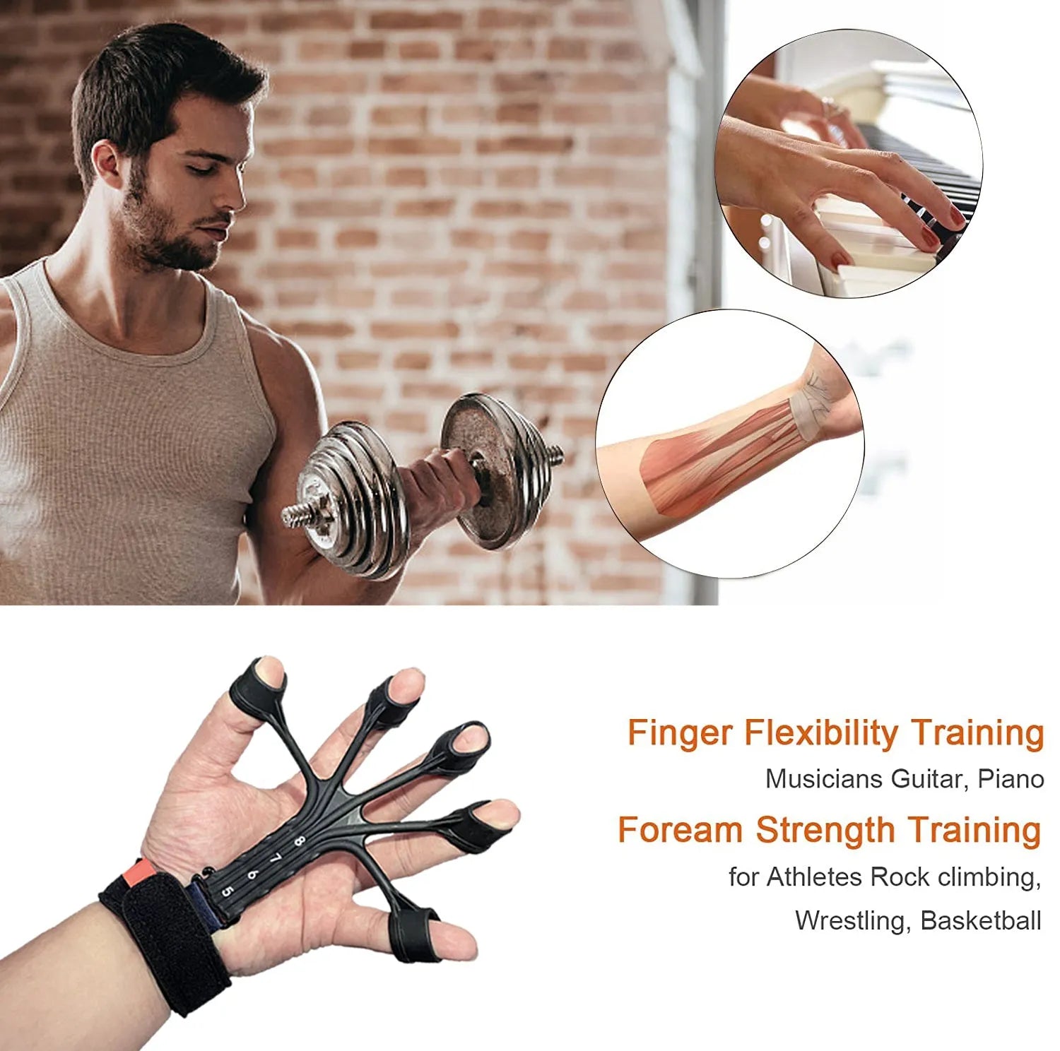 Black silicone finger trainer with adjustable belt for hand rehabilitation exercises