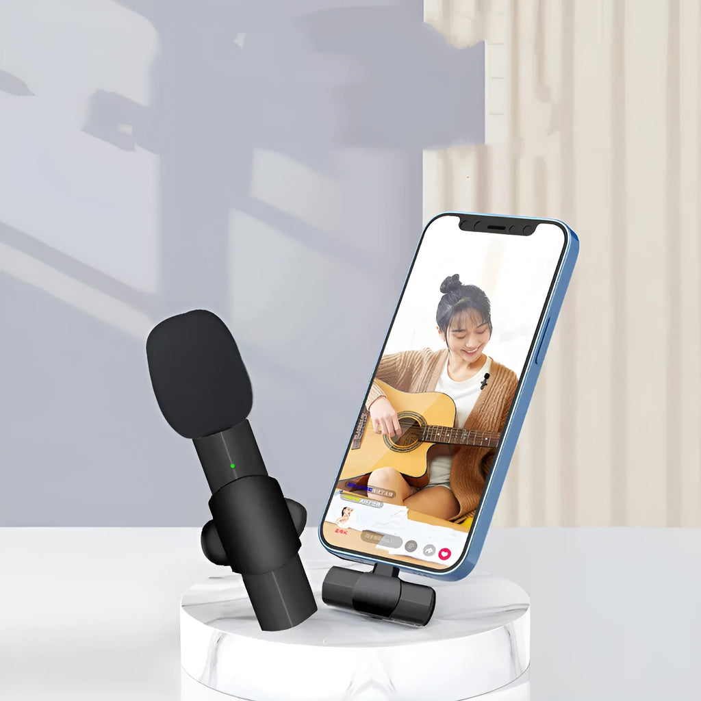 K10 wireless lavalier microphone with clip for mobile phone recording