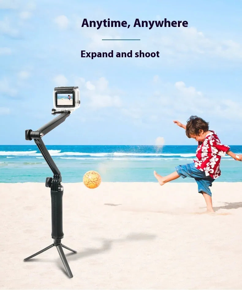 Portable folding camera tripod in black for GoPro Hero 9 8 7 6 5 4 with PC ABS bracket