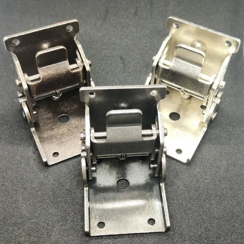 Furniture foot folding hinge with invisible self-locking mechanism in multiple electroplated finishes