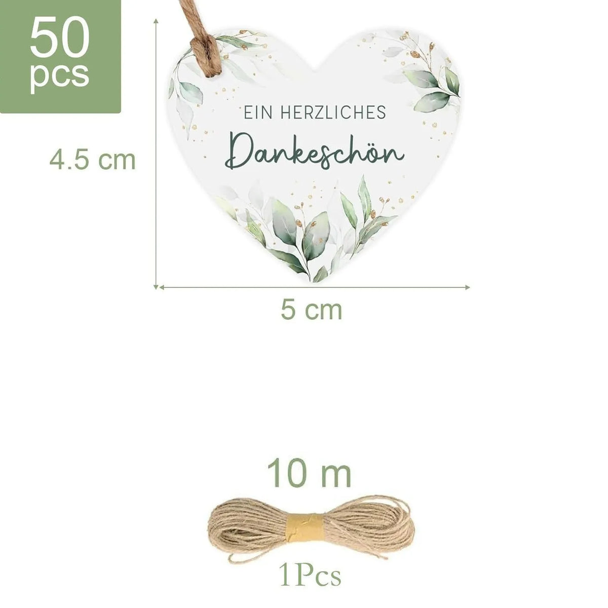 Set of 50 decorative flower heart-shaped paper gift tags in two different style designs.