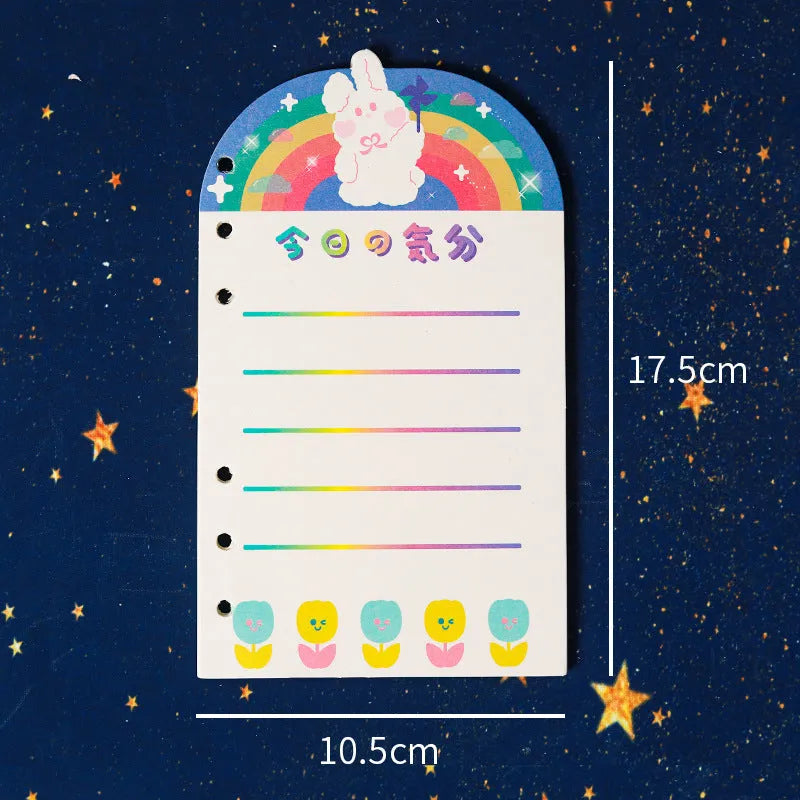 A6 loose-leaf replacement notebook with decorative cover measuring 90x170mm containing 80 sheets of 70g paper
