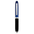 EVA metal cap mini ballpoint pen showing 112mm length and 1.0mm bullet tip with seven refill colour options