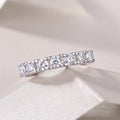 Lucky wedding ring set with 0.1-carat moissanite, S925 silver platinum plated band, sizes 5 to 9, gift box