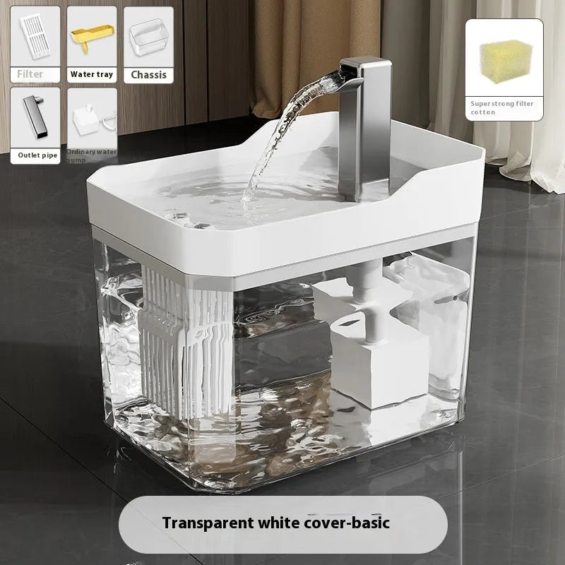 Automatic cat water fountain with transparent plastic body and circulating water system