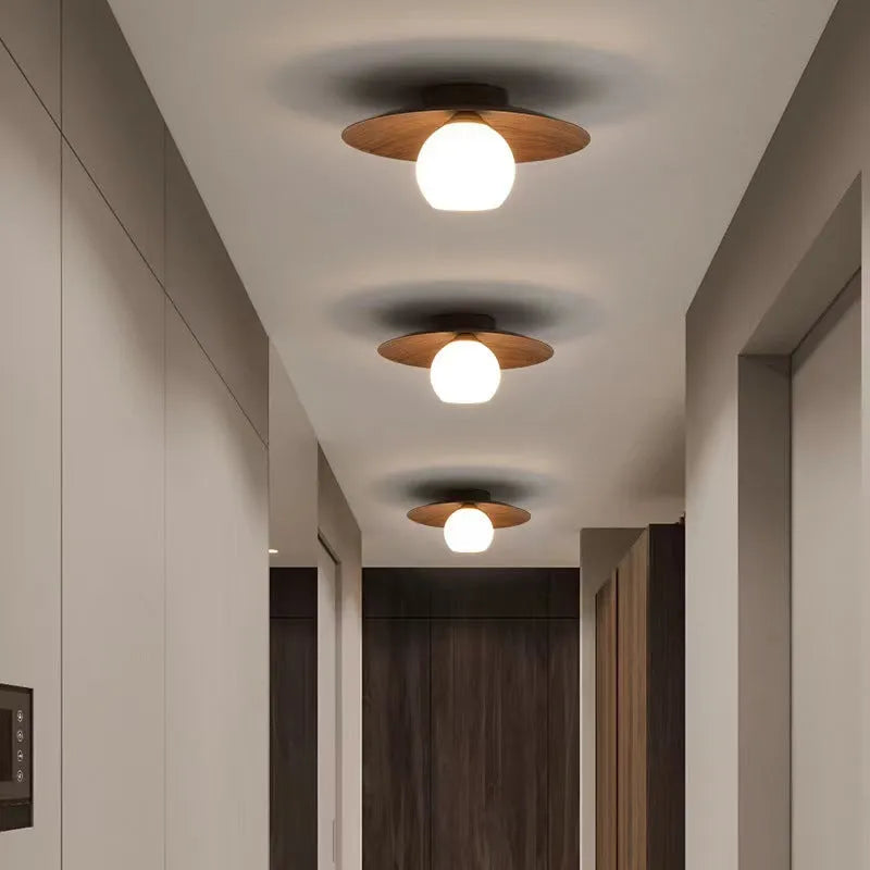 New Chinese style entrance ceiling lamp with 220V 5W bulb in black walnut or white log finish