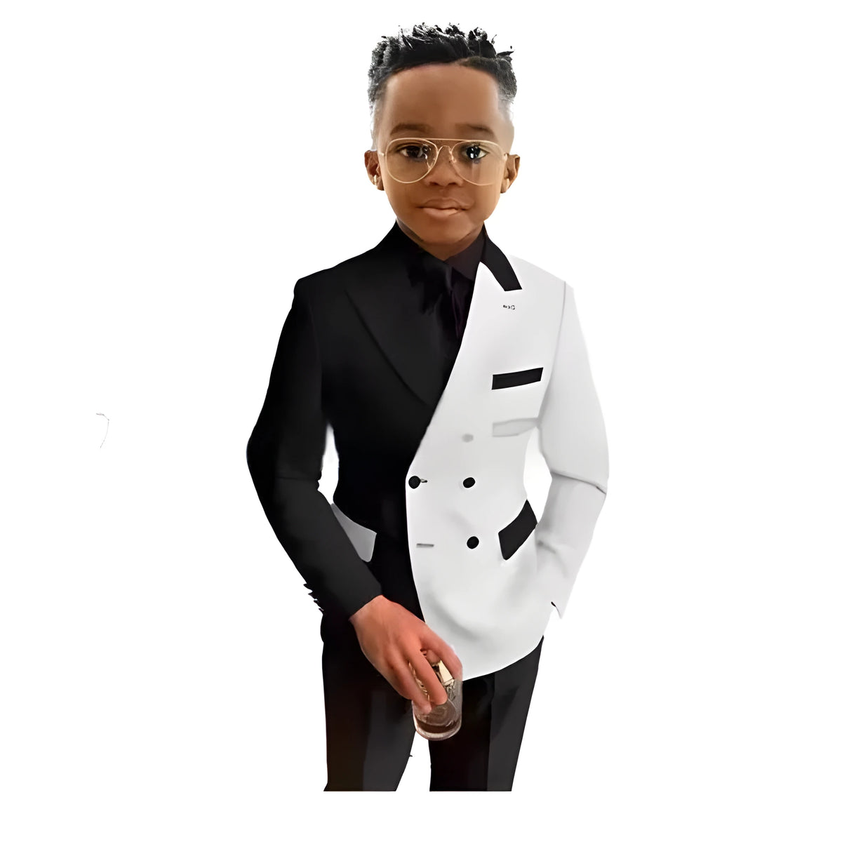 Two-piece boys suit set with jacket and trousers in multiple colour options for formal banquets