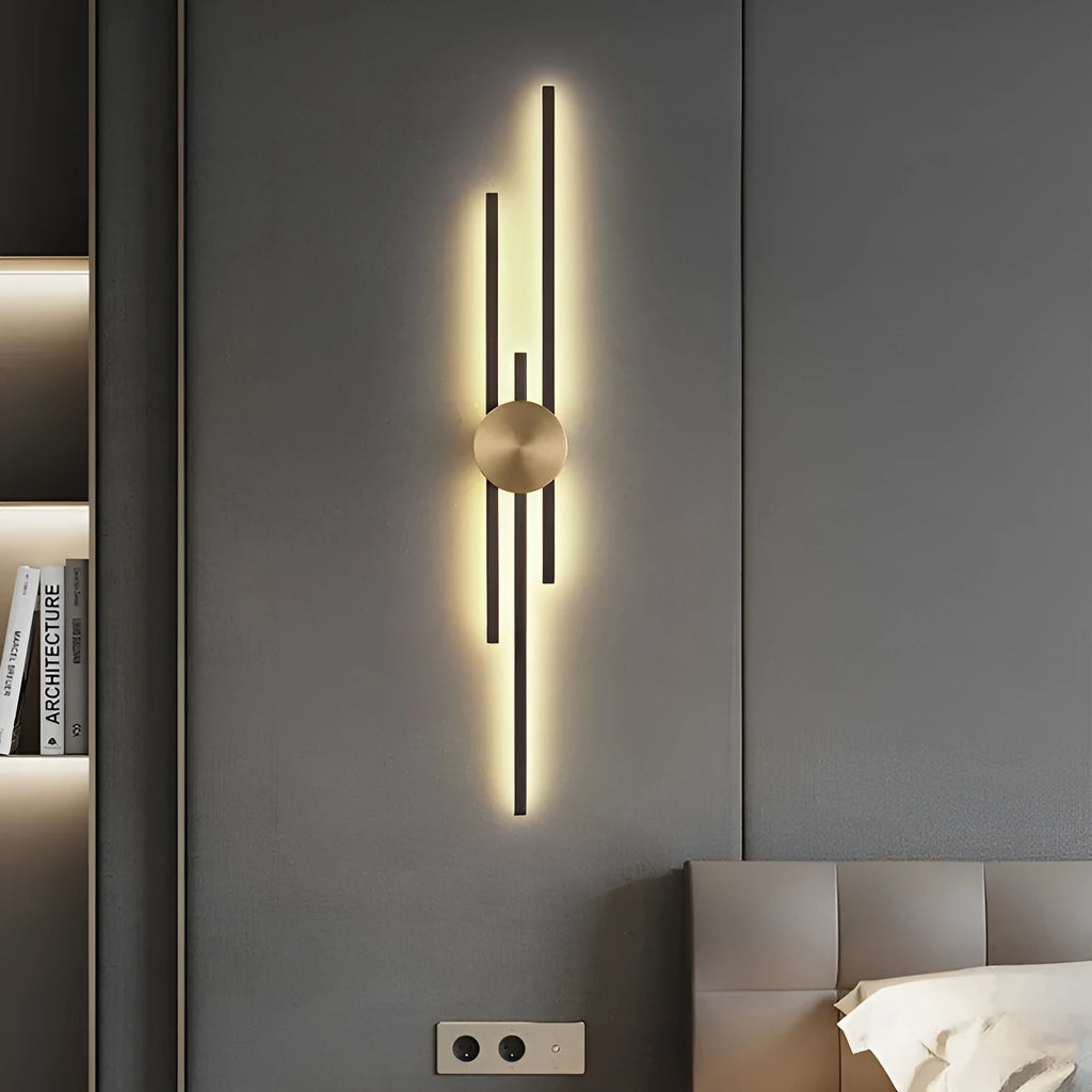 Nordic copper or black wall lamp with two or three heads, 64cm, 94cm, or 123cm long, for living room or corridor