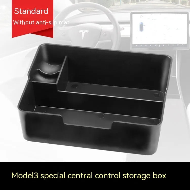 Black plastic storage box insert for Tesla Model 3 Model S Model X centre console armrest