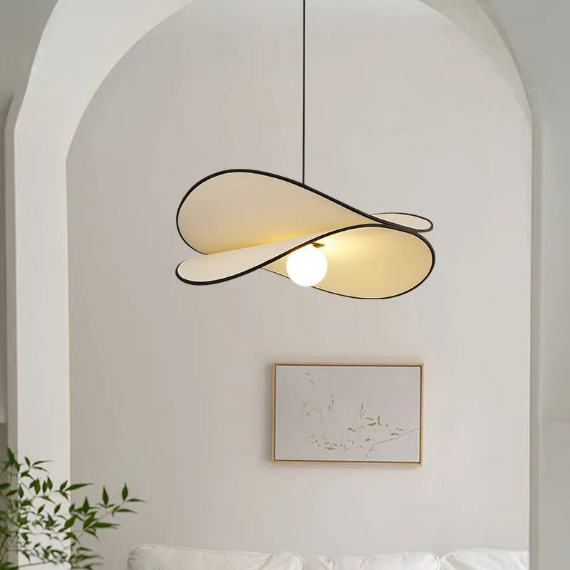 French artistic pendant light with 40cm fabric potato chips chandelier shade for bedroom lighting