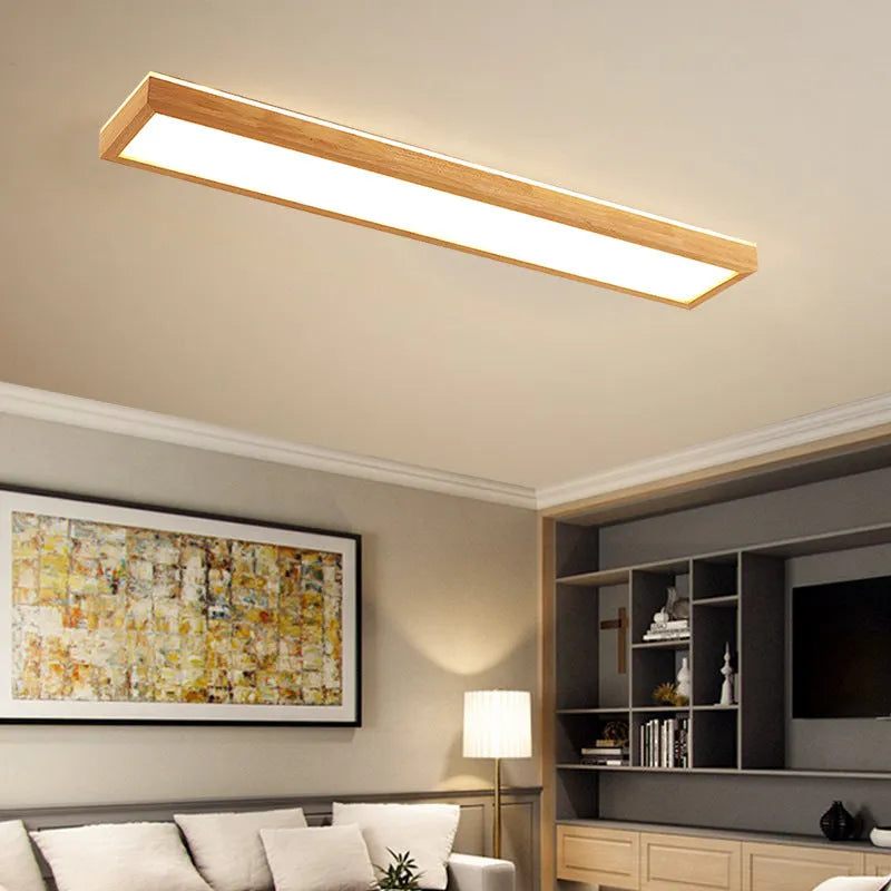 Solid wood long ceiling lamp in new Chinese style for balcony installation.