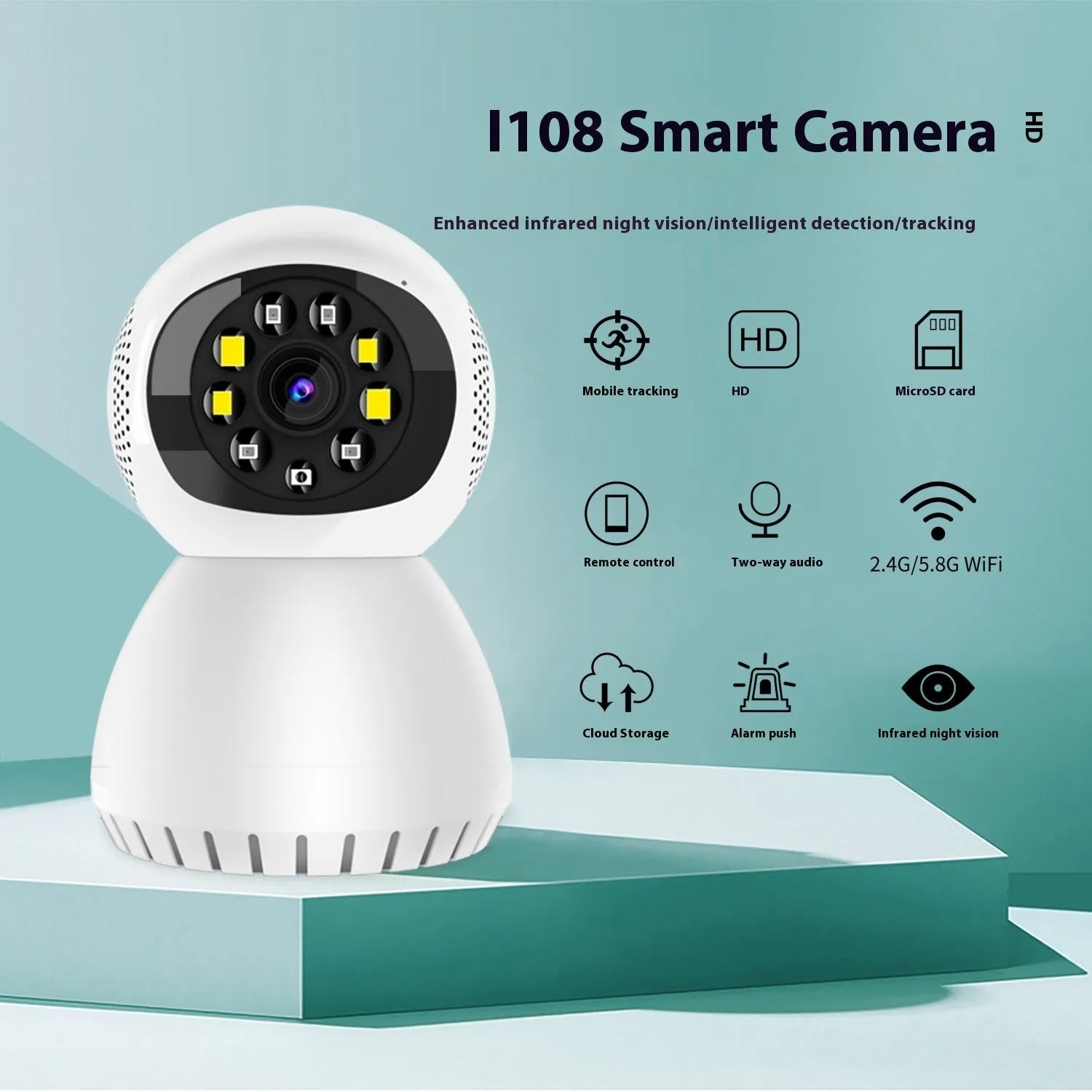 Dual-frequency wireless 1080p HD monitor camera with ABS housing for indoor outdoor home security