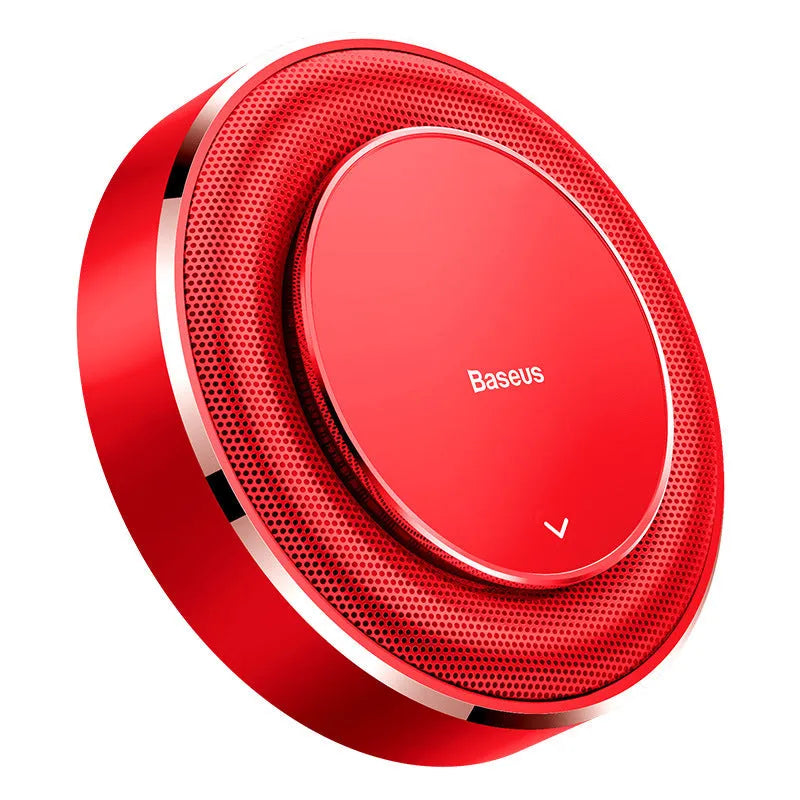 Round aluminium alloy car fragrance diffuser with aromatherapy tablets in black red silver colours