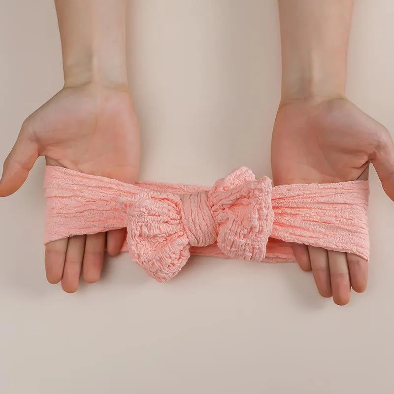 Kids plaid bow headband made from woven cloth with high elastic band, random colour, one children's hairband