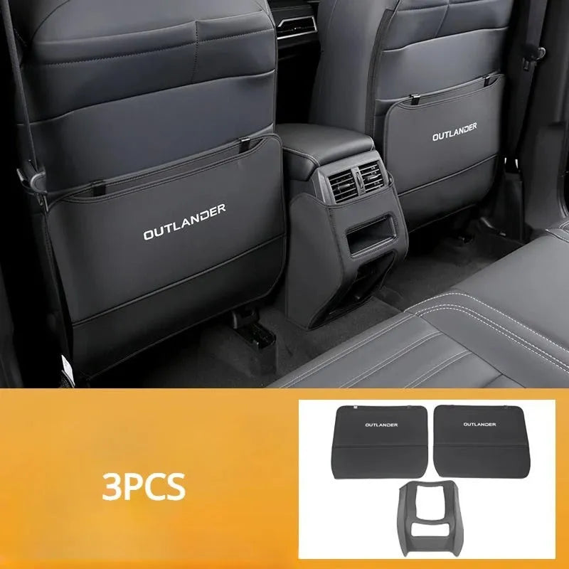Three leather anti-kick pads for Mitsubishi Outlander interior protection