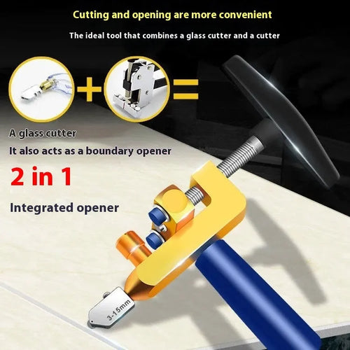 2-in-1 gold knife luxury set ceramic tile opener and glass cutter with hard alloy wheel for cutting depth 3-15 mm
