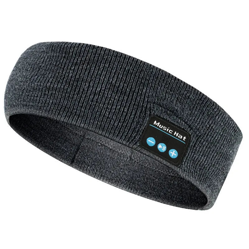 Bluetooth 5.4 sports headband in black with removable washable band and storage bag
