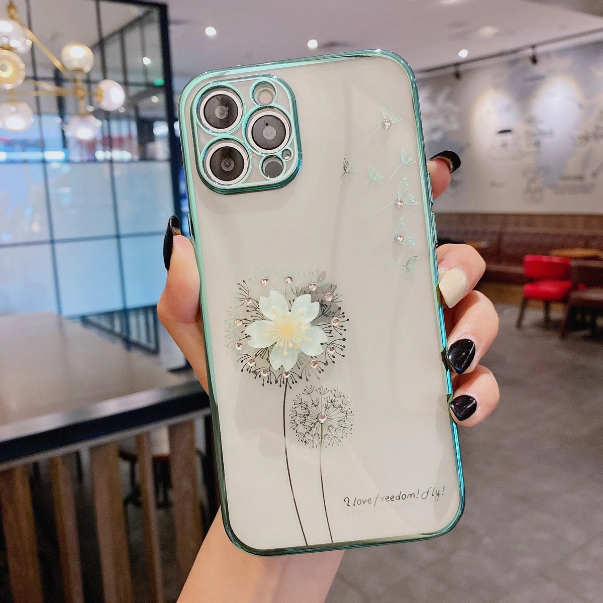 3D floral pattern phone case with spin stand holder for iPhone models