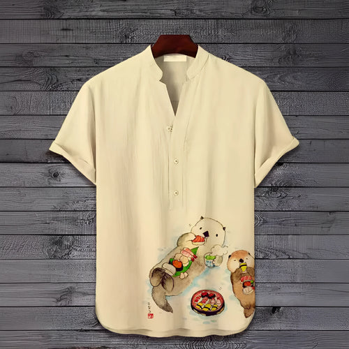 A short sleeve shirt with a 3D digital animal print, available in multiple colours and sizes up to 5XL.