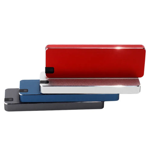 White metal portable SSD hard drive with USB cable showing compact 3.2cm design