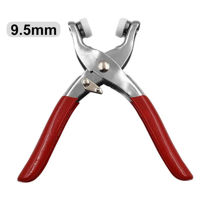 Metal hand pressure snap fastener pliers 9.5mm with 100 hitch buttons, tool steel, plastic handle, 125g