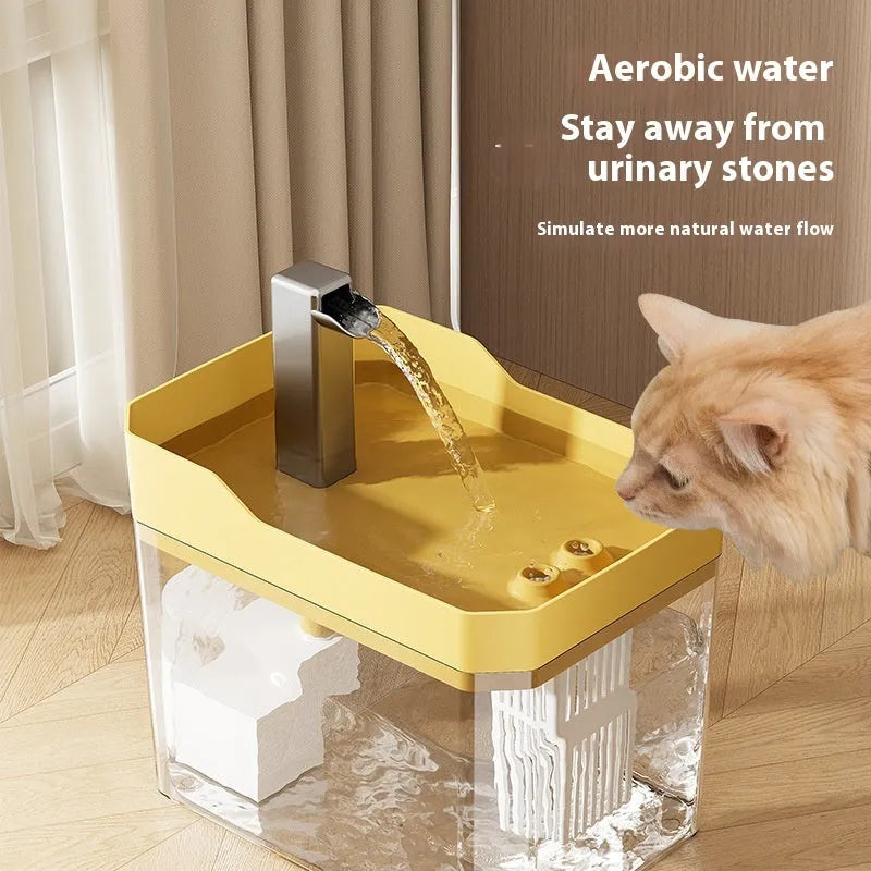 Automatic cat water fountain with transparent plastic body and circulating water system