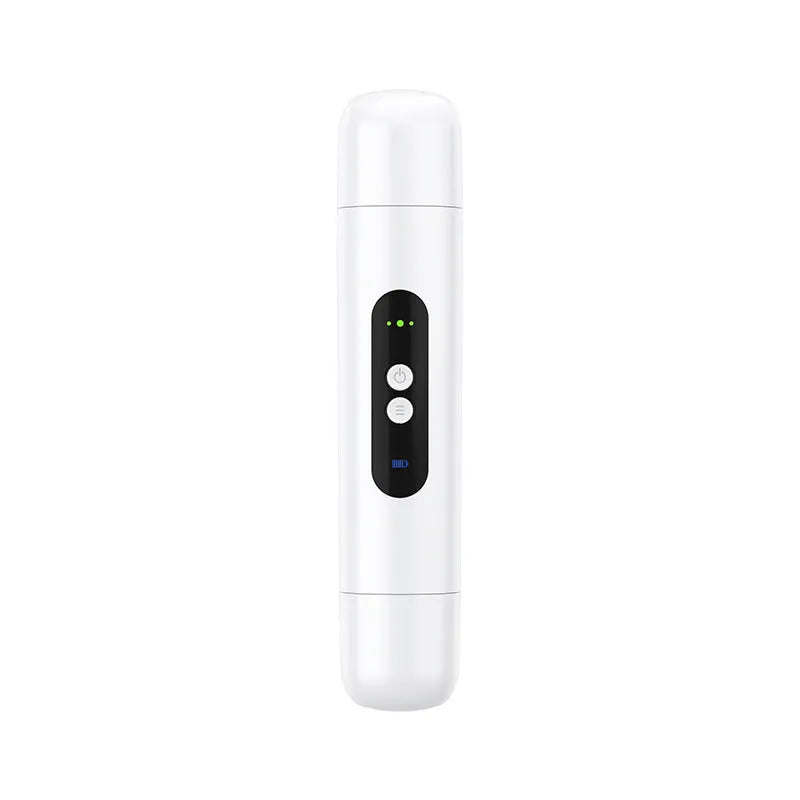 White or pink portable electric body hair trimmer with USB charging cable