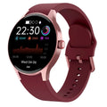 Round smartwatch with colour touchscreen display showing fitness data on wrist