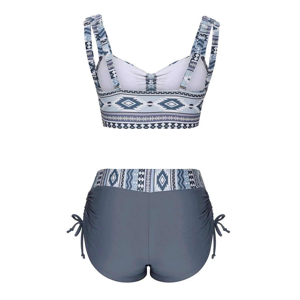Women's bikini split swimsuit without chest pad in picture colour