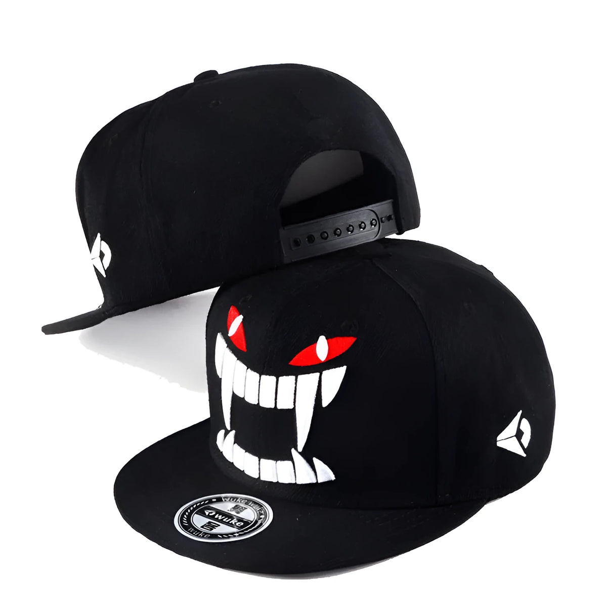 Black adjustable flat brim cap with cotton blend fabric and dome crown for men's summer streetwear
