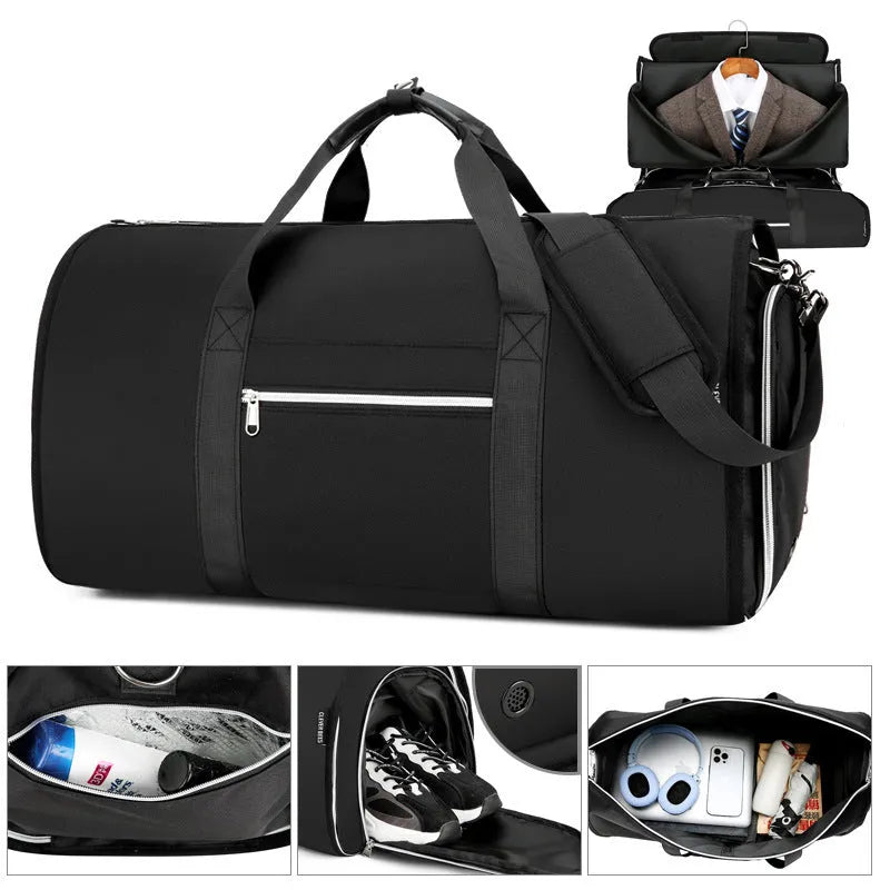 Oxford cloth business leisure storage sports bag in grey black or dark blue with dry wet separation compartments