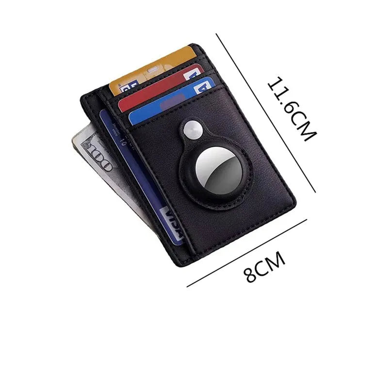 Ultra-thin RFID card holder wallet in black PU leather with multiple card slots