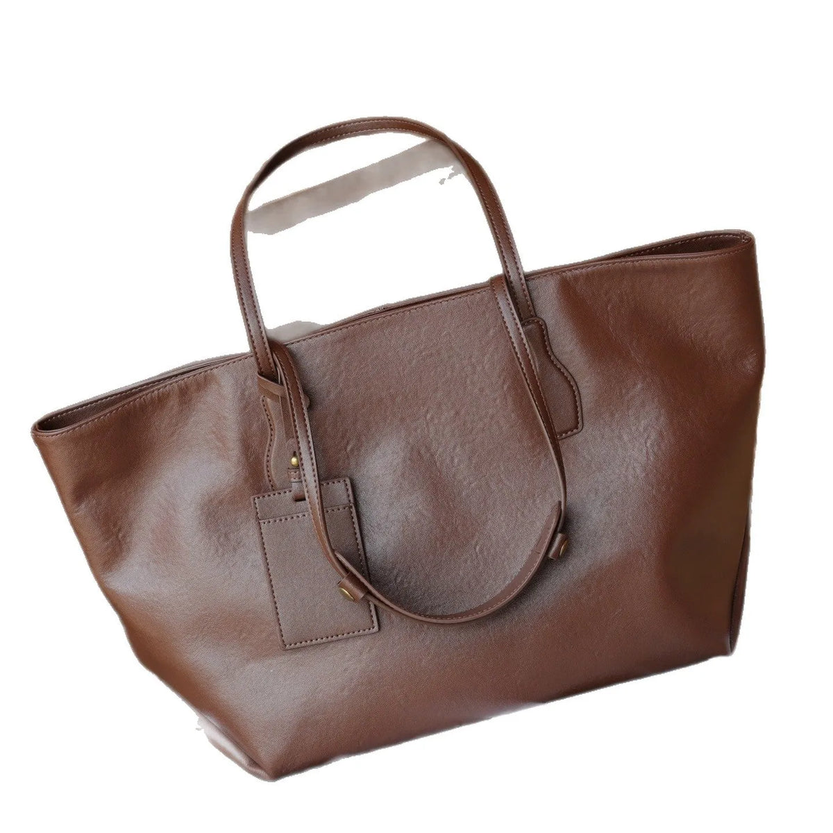 Cortex women's large-capacity zippered handbag in genuine leather, horizontal square shape with splicing detail, 35x17x30cm