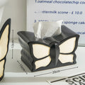 Butterfly patterned ceramic vase and tissue box set for living room decoration