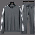 Men's two-piece sweatshirt and sweatpants set in cotton blend, long sleeve, non-hooded, sizes L-8XL, black grey blue red