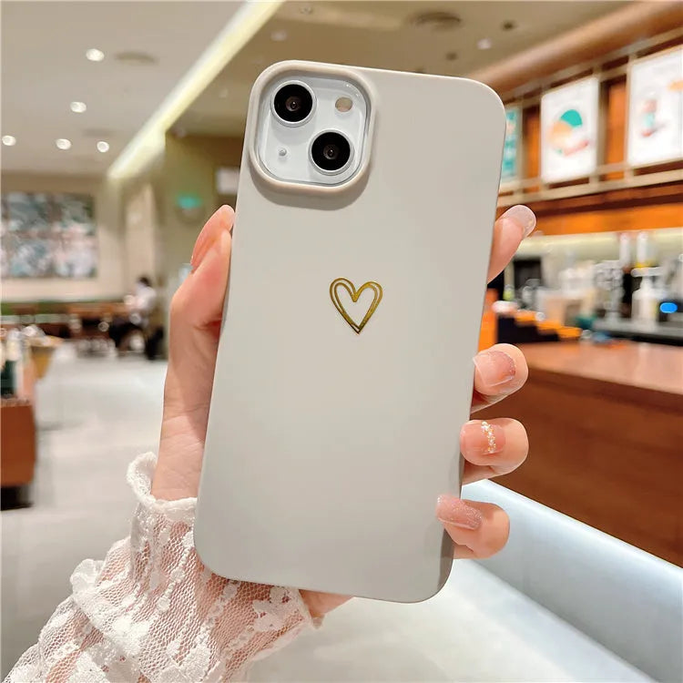 Soft silicone iPhone case with simple solid colour and hot stamping love design