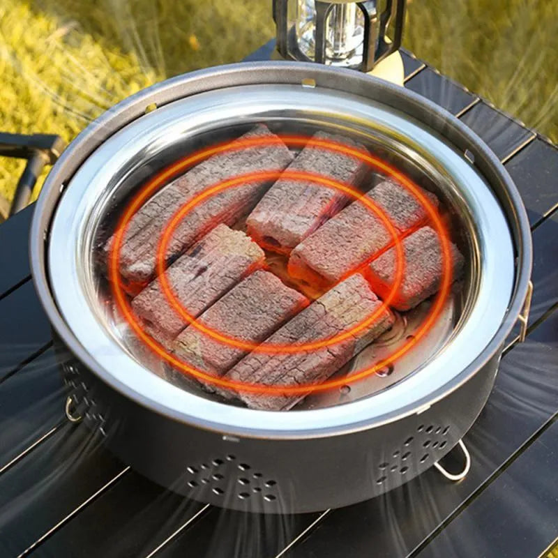 Portable stainless steel charcoal barbecue grill with detachable parts and storage bag