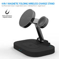 Folding wireless charger in black plastic with Type-C cable, set on a desk