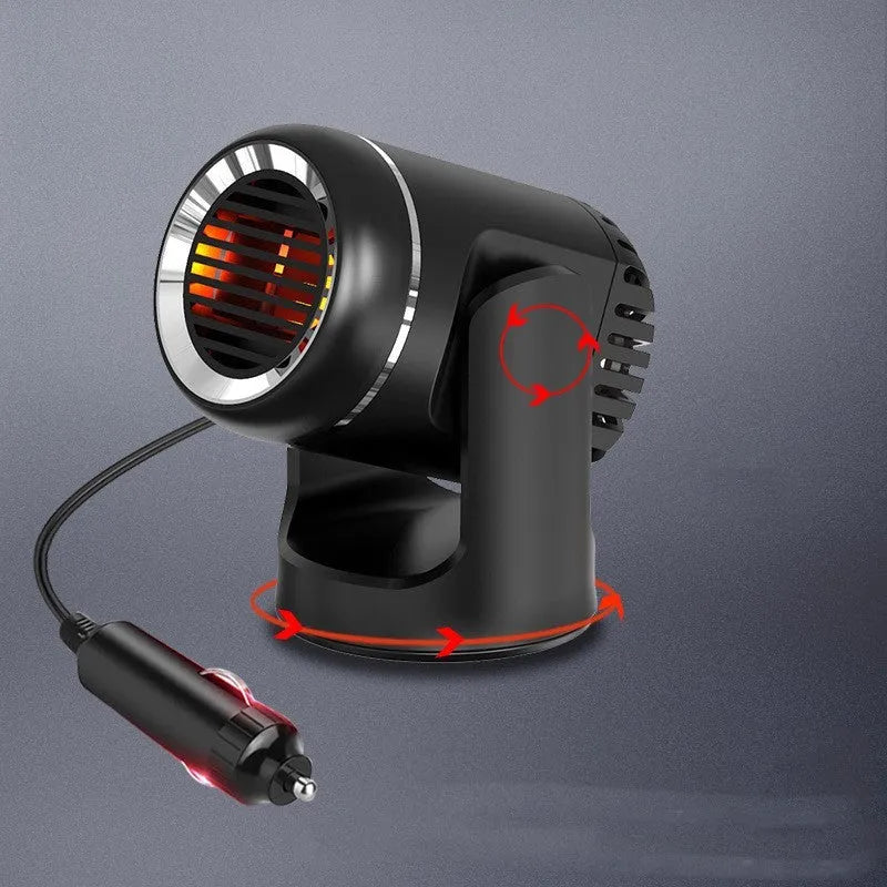 Black and white 12v car heater defroster with 130W power and 1.5m cord for vehicle windscreen clearing