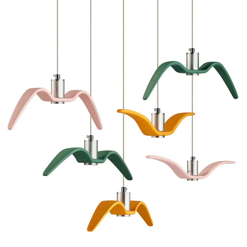 Nordic style LED chandelier in macaron colours for dining room lighting