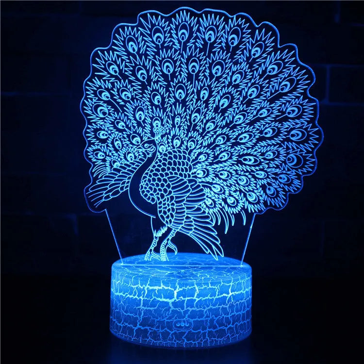 Acrylic 3D colourful crack base USB table lamp with touch control on a desk.