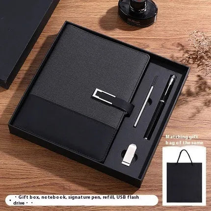 A5 soft leather business notebook in brown, black, green, blue, and red colour options.