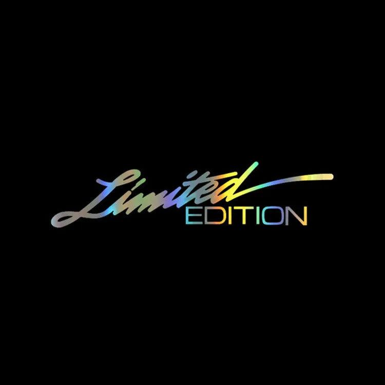 Reflective British style bumper sticker on plastic sheet, showing black, white, and colourful design options.