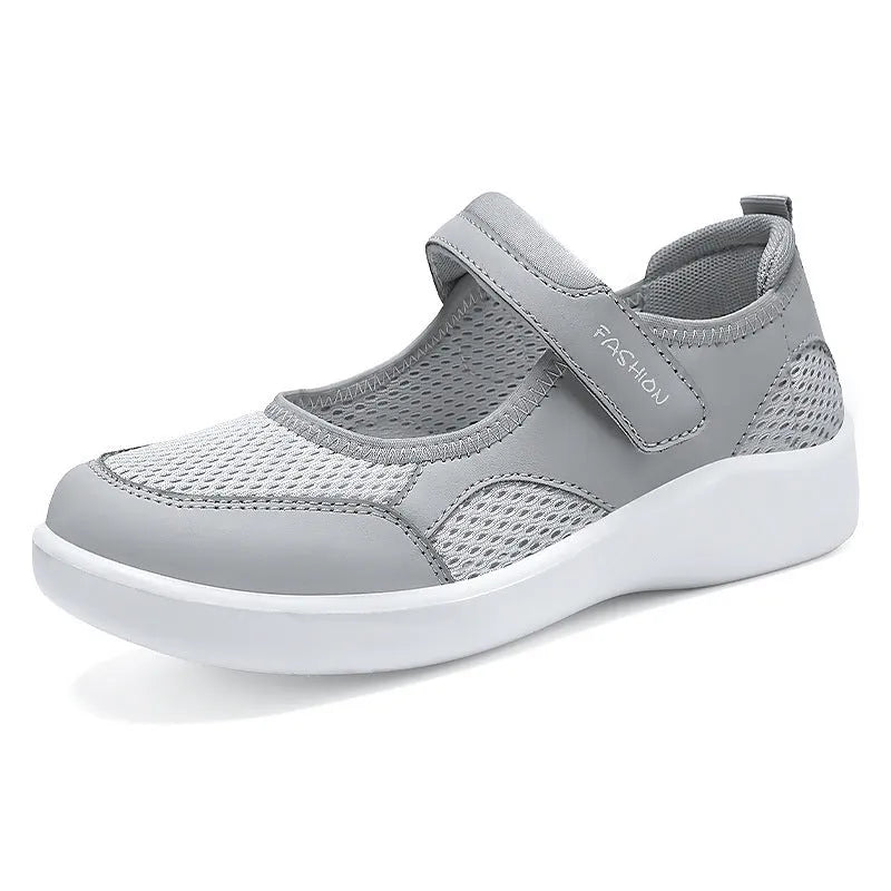 Women's low-top casual shoes in mesh with velcro strap, shown in multiple colour options