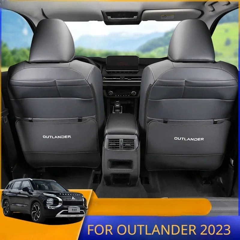 Three leather anti-kick pads for Mitsubishi Outlander interior protection